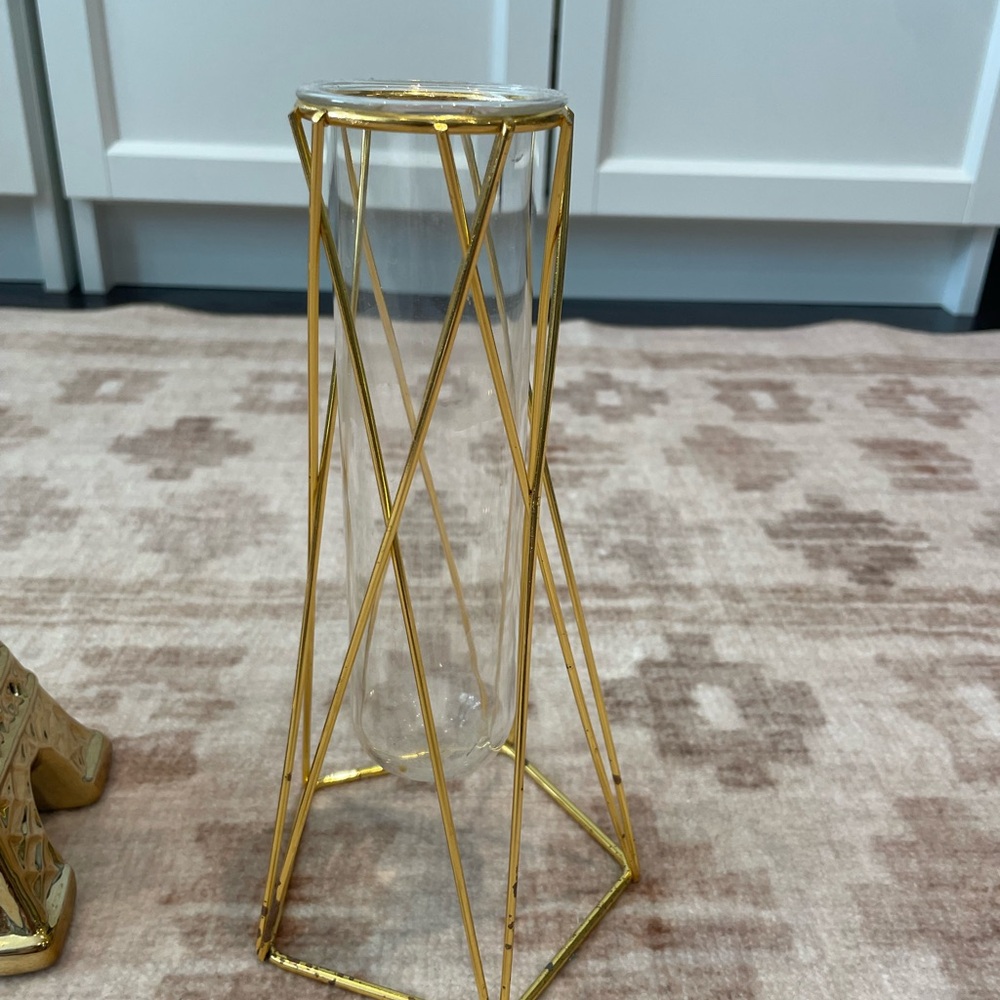 Gold Geometric Glass Vase